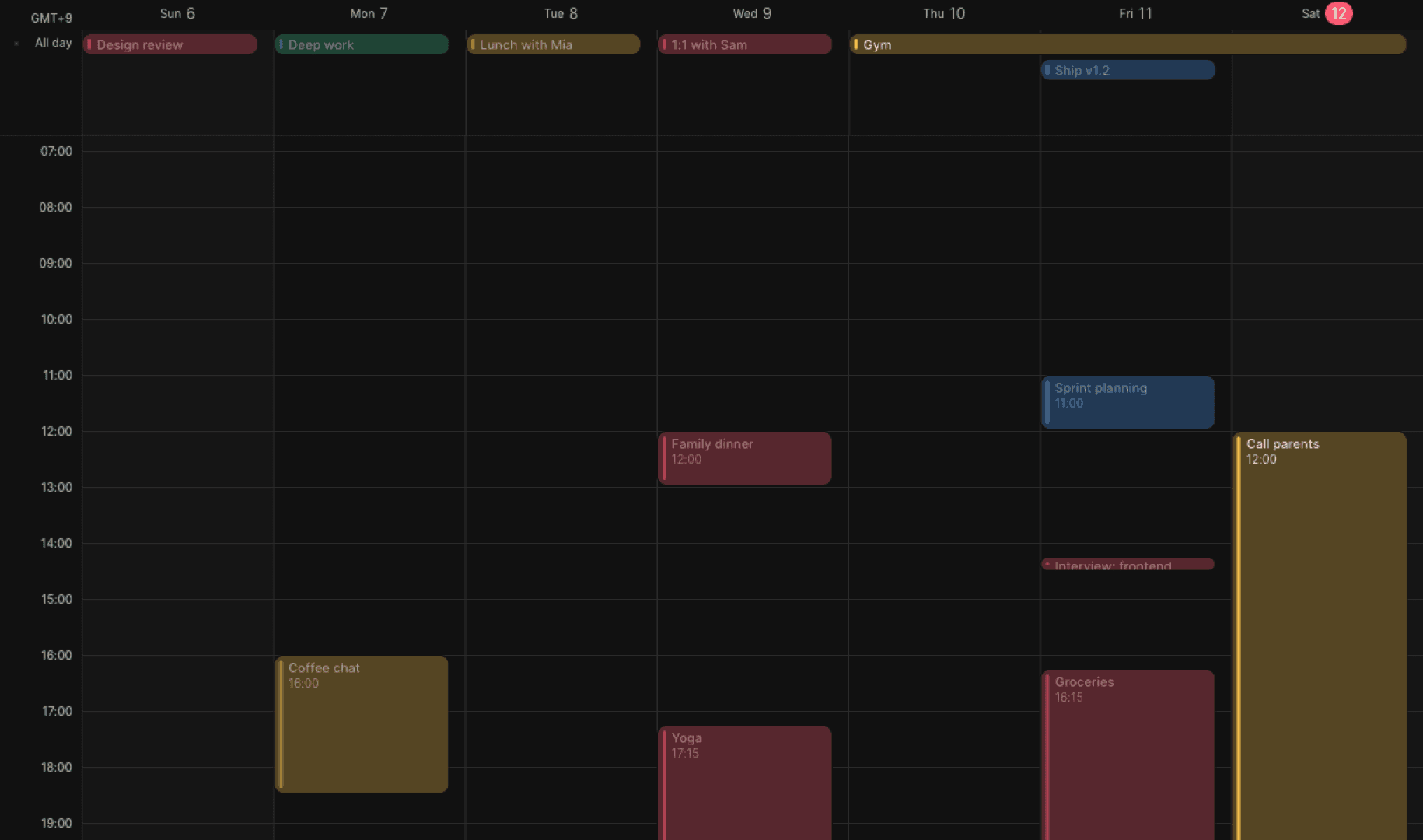 Elenna week view